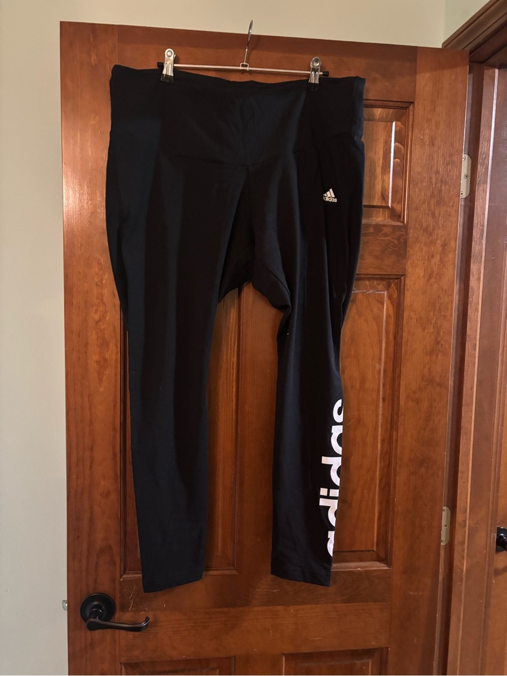 adidas Black Logo womens 3xLeggings with White Side Script